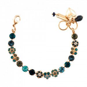 Bratara placata cu Aur roz de 24K, cu cristale Swarovski, Nightfall | 4018-1114RG-Albastru-1000