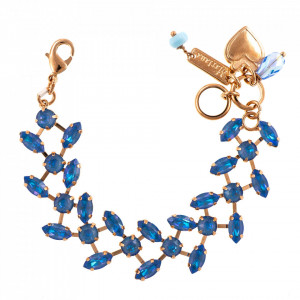 Bratara placata cu Aur roz de 24K, cu cristale Swarovski, Ocean DeLite | 4105-143143RG-Albastru-950