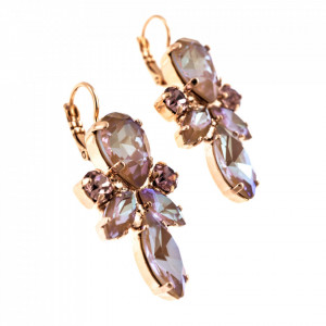 Cercei placati cu Aur roz de 24K, cu cristale Swarovski, Cappuccino DeLite | 1030/70-148212RG6-Multicolor-1670