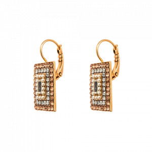 Cercei placati cu Aur roz de 24K, cu cristale Swarovski, Earl Grey | 1000/3-1132RG6-Gri/Bej-9060