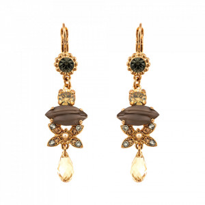 Cercei placati cu Aur roz de 24K, cu cristale Swarovski, Earl Grey | 1001-1132RG6-Gri/Bej-9150