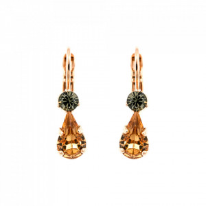 Cercei placati cu Aur roz de 24K, cu cristale Swarovski, Earl Grey | 1204-1132RG6-Gri/Bej-9080