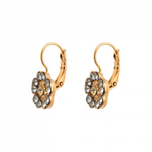 Cercei placati cu Aur roz de 24K, cu cristale Swarovski, Earl Grey | 1220-1132RG6-Gri/Bej-9020
