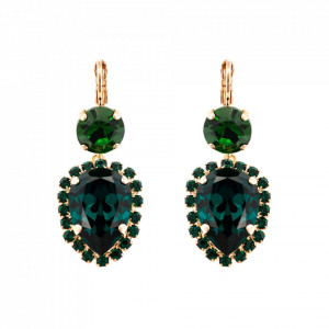 Cercei placati cu Aur roz de 24K, cu cristale Swarovski, Emerald | 1098/9-205205RG6-Verde-1880