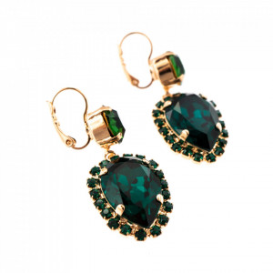 Cercei placati cu Aur roz de 24K, cu cristale Swarovski, Emerald | 1098/9-205205RG6-Verde-2140