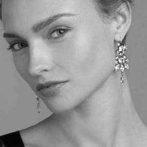 Cercei placati cu Aur roz de 24K, cu cristale Swarovski, Fern | 1529SO-M2143RG6-Verde-6480