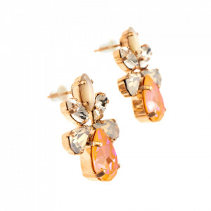 Cercei placati cu Aur roz de 24K, cu cristale Swarovski, Gardenia | 1032/8-1913RG2-Multicolor-1720