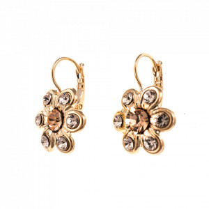 Cercei placati cu Aur roz de 24K, cu cristale Swarovski, Jackie | 1195-39132RG6-Bej-5800
