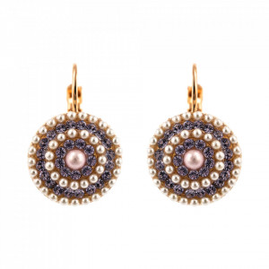 Cercei placati cu Aur roz de 24K, cu cristale Swarovski, Romance | 1193-139-10RG6-Multicolor-5480