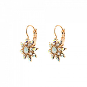 Cercei placati cu Aur roz de 24K, cu cristale Swarovski, Seashell | 1227-M1201RG6-Alb-5880