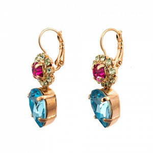 Cercei placati cu Aur roz de 24K, cu cristale Swarovski, Spring Flowers | 1032/14-2141RG6-Multicolor-1690