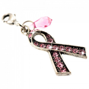 Charm placat cu Argint 925, cu cristale Swarovski, Cancer Awareness | 6255-223SP-Roz-1660