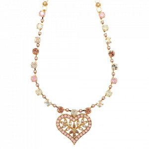 Colier placat cu Aur roz de 24K, cu cristale Swarovski, Aura | 3173/5-1112RG-Multicolor-6130