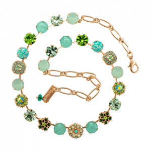 Colier placat cu Aur roz de 24K, cu cristale Swarovski, Fern | 3245/3SO2-M2143RG-Verde-6570