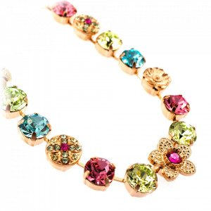 Colier placat cu Aur roz de 24K, cu cristale Swarovski, Spring Flowers | 3308-2141RG-Multicolor-6660