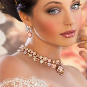 Colier placat cu Aur roz de 24K, cu cristale Swarovski, Tiara Day | 3090/3-2333RG-Multicolor-6730
