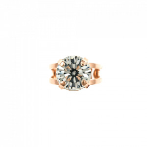 Inel placat cu Aur roz de 24K, cu cristale Swarovski, April Lucky Birthstone | 7048-001RG-Transparent-7860