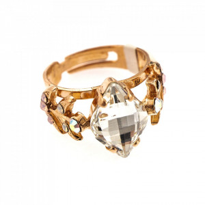 Inel placat cu Aur roz de 24K, cu cristale Swarovski, Aura | 7628-1112RG-Multicolor-7690