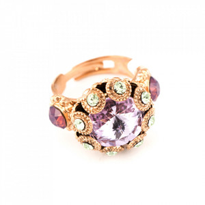 Inel placat cu Aur roz de 24K, cu cristale Swarovski, California Dreaming | 7042-1327RG-Multicolor-7460