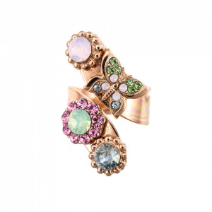 Inel placat cu Aur roz de 24K, cu cristale Swarovski, California Dreaming | 7063-1028RG-Multicolor-7490