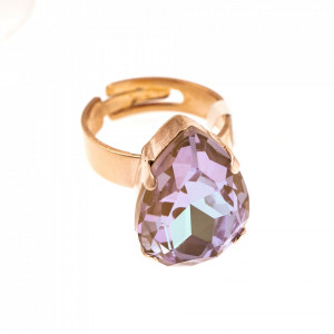 Inel placat cu Aur roz de 24K, cu cristale Swarovski, Cappuccino DeLite | 7098/5-148RG-Multicolor-7600