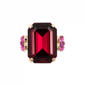 Inel placat cu Aur roz de 24K, cu cristale Swarovski, Happy | 7002/1-502209RG-Roz-7420