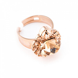 Inel placat cu Aur roz de 24K, cu cristale Swarovski, Jackie | 7132-39132RG-Bej-7670
