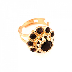 Inel placat cu Aur roz de 24K, cu cristale Swarovski, Lady In Red | 7211-208208RG-Rosu-7770