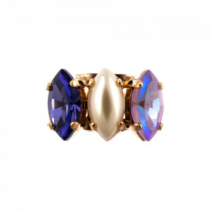 Inel placat cu Aur roz de 24K, cu cristale Swarovski, Romance | 7633/4-139-10RG-Multicolor-8100