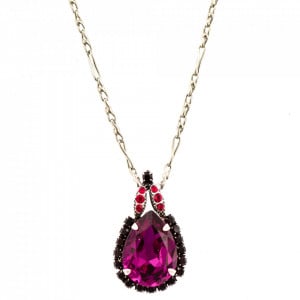 Pandantiv cu lant placat cu Argint 925, cu cristale originale, Lady In Red | 5098/2-1070SP