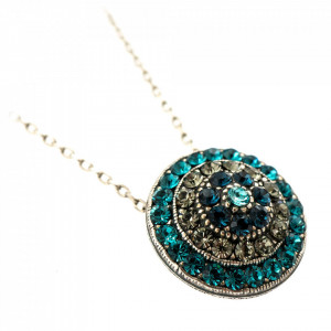 Pandantiv cu lant placat cu Argint 925, cu cristale Swarovski, Nightfall | 5408/2-1114SP-Albastru-7380