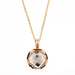 Pandantiv cu lant placat cu Aur roz de 24K, cu cristale Swarovski, On a Clear Day | 5323/2-001ARG-Transparent-6880