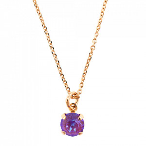 Pandantiv cu lant placat cu Aur roz de 24K, cu cristale Swarovski, Lavender | 5440-144RG-Mov-8910