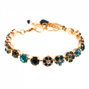Bratara placata cu Aur roz de 24K, cu cristale Swarovski, Nightfall | 4018-1114RG-Albastru-1181