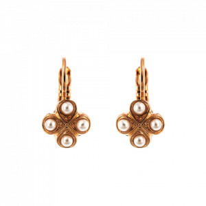 Cercei placati cu Aur roz de 24K, cu cristale Swarovski, Crystal Pearl's | 1129/4-139RG6-Alb-1991