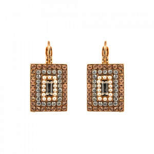 Cercei placati cu Aur roz de 24K, cu cristale Swarovski, Earl Grey | 1000/3-1132RG6-Gri/Bej-9061