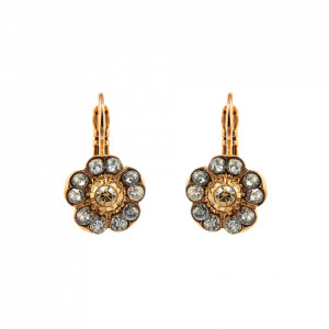 Cercei placati cu Aur roz de 24K, cu cristale Swarovski, Earl Grey | 1220-1132RG6-Gri/Bej-9021