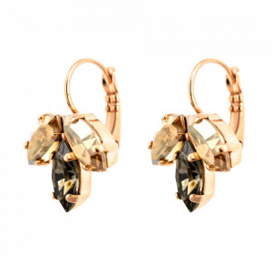 Cercei placati cu Aur roz de 24K, cu cristale Swarovski, Earl Grey | 1238/5-1132RG6-Gri/Bej-9141