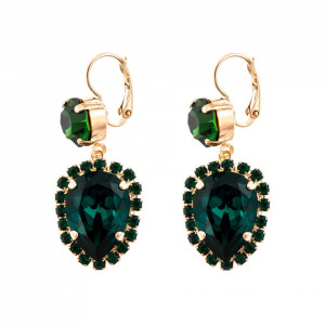 Cercei placati cu Aur roz de 24K, cu cristale Swarovski, Emerald | 1098/9-205205RG6-Verde-2141