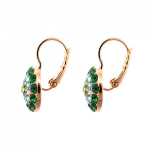 Cercei placati cu Aur roz de 24K, cu cristale Swarovski, Fern | 1141-2143RG6-Verde-2251