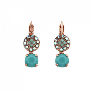 Cercei placati cu Aur roz de 24K, cu cristale Swarovski, Sapphire Sky | 1158-2677rg6-Verde-5351