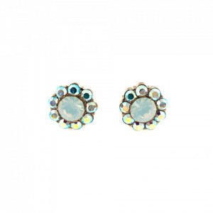 Cercei placati cu Aur roz de 24K, cu cristale Swarovski, Seashell | 1379-1201RG2-Alb-5491
