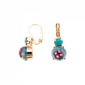 Cercei placati cu Aur roz de 24K, cu cristale Swarovski, Spring Flowers | 1062-267202RG6-Albastru-1961