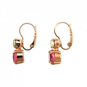 Cercei placati cu Aur roz de 24K, cu cristale Swarovski, Spring Flowers | 1190-2141RG6-Multicolor-5761