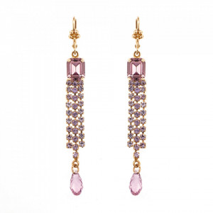 Cercei placati cu Aur roz de 24K, cu cristale Swarovski, Violet - Colors | 1518/1-371371RG1-Mov-6101
