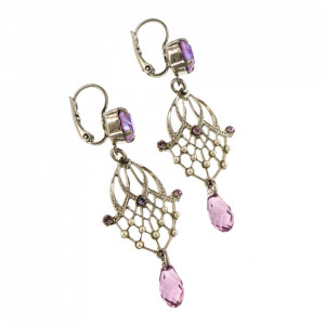 Cercei placati cu rodiu, cu cristale Swarovski, Romance | 1213-139-10RO6-Multicolor-5841