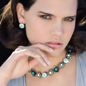 Colier placat cu Argint 925, cu cristale Swarovski, Sapphire Sky | 3124-M807SP-Multicolor-6501
