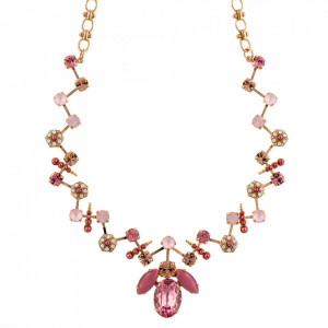 Colier placat cu Aur roz de 24K, cu cristale Swarovski, Antigua | 3420-223-1RG-Roz-6231