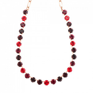 Colier placat cu Aur roz de 24K, cu cristale Swarovski, Lady In Red | 3252-1070RG-Rosu-6151