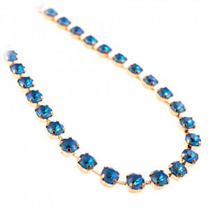 Colier placat cu Aur roz de 24K, cu cristale Swarovski, Ocean DeLite | 3430-143143RG-Albastru-6731